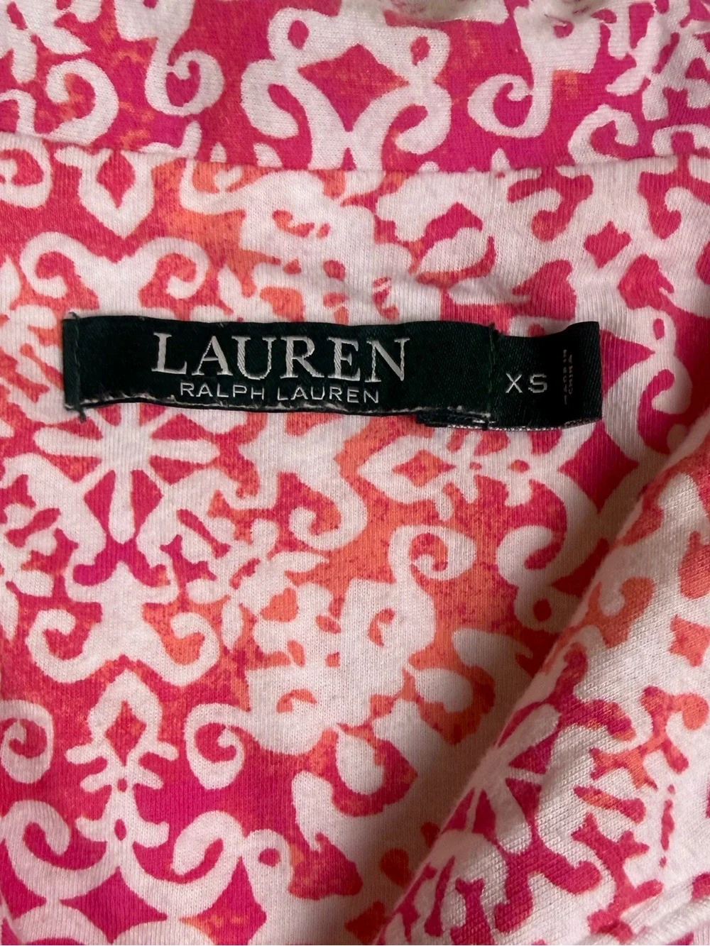 Lauren Ralph Lauren Pajama Set XS Pink Floral Button Front Capri PJs Sleepwear